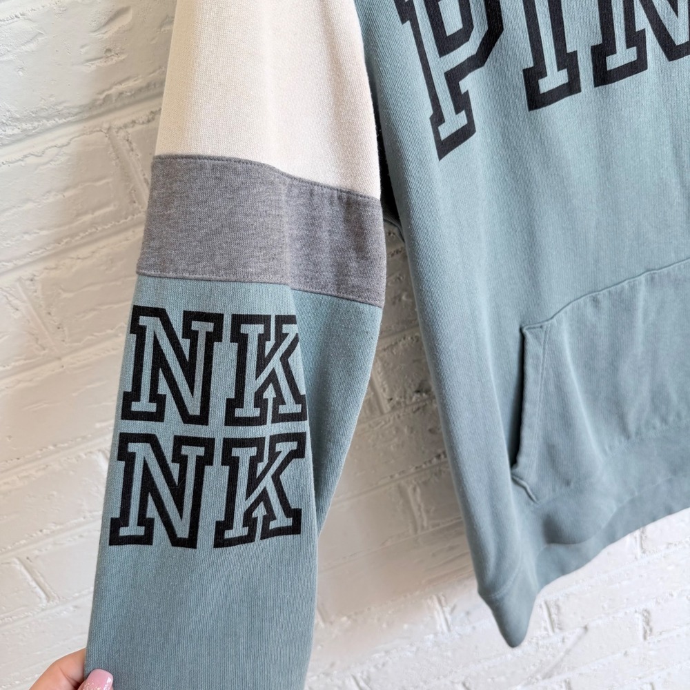 PINK by Victoria's Secret Colorblock Hoodie Sweatshirt Pullover Women's Size M - Picture 3 of 6